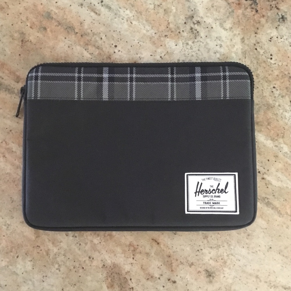 Herschel Supply Co. Anchor Black Plaid Padded Laptop Sleeve